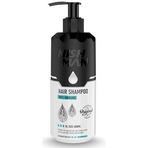 NISHMAN Haarshampoo – Anti-Haaruitvalformule 480ml – Versterkende & Voedende Hoofdhuidverzorging – Verdikkend Shampoo Voor Mannen & Vrouwen – Vermindert Haaruitval, Stimuleert Haargroei