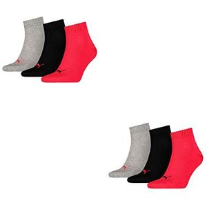 PUMA Unisex Quarter Sok, 232, zwart/rood., 43-46 EU