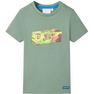 Kindershirt met korte mouwen 116 kakikleurig, kinderkleding, meisjeskleding, leuke kinderkleding, jongenskleding, hippe kinderkleding