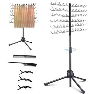 Vlechtend haarrek met 120 haringen, in hoogte verstelbaar haarvlechtrek 2-zijdige metalen haarverlengingshouder met 3 * haarclips 2 * kam