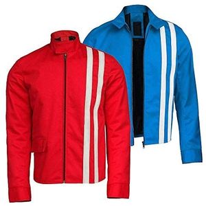 HiFacon Blauw en rood wit strepen katoenen jas voor mannen, vrouwen en kinderen - rood - L