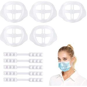 3D-maskerbeugel, Siliconen Masker Intern Ondersteuningsframe, Maskerbeschermer Voor Meer Ademruimte, Herbruikbaar, Wasbaar, 5 Stuks Wit (Large-Adult)