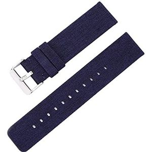Horlogebandjes voor mannen en vrouwen, horlogeband 12-22 mm heren dames snoepkleur geweven nylon canvas horlogeband vervanging elegante zweetabsort horlogeband (Color : Royal Blue silvery Clasp, Siz