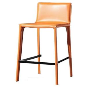 Hoge Bar Stoel Barstoel Licht Luxe Huishoudelijke Hoge Kruk Woonkamer Front Counter Eenvoudig Zadel Lederen Barkruk Barkruk(Orange,A)