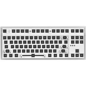 QPSJXN MK870 Mechanisch Toetsenbord, drie modi, draadloos, hot swap, RGB, aanpasbaar, full-knop-toetsenbordaccessoires (bedraad wit through)