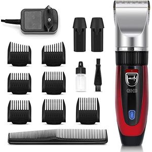 GHB Tondeuse met accu, tondeuse voor heren, 2 lithium-batterijen, 14-delig, voor mannen, kinderen, salon, thuis, kapper