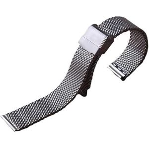 Horlogebanden HorlogebandShark Mesh Matte Horlogebanden Zilver Roestvrij Stalen Vouwsluiting for Quartz Horloge Horlogebanden Vervanging Man vrouw (Color : Silver, Size : 20mm)