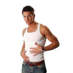 2 | 4 | 6 | 10 Pack Heren Onderhemden Merk Cocain Okselhemd 100% Katoen Wit DUBBELE RIPP Gr. 5 tot 12, 2 heren onderhemden wit, dubbele rib, XXL