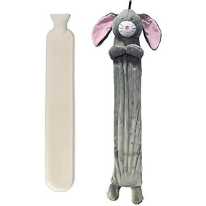 Marco Paul Bunny 2 liter extra lange warmwaterkruik met deksel - ideale schouder- en nekwarmer - wikkelbare warmwaterkruik voor nekpijnverlichting - duurzaam rubber en lekvrije plug warmwaterzak