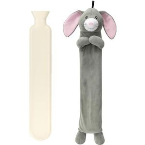 Marco Paul Bunny 2 liter extra lange warmwaterkruik met deksel - ideale schouder- en nekwarmer - wikkelbare warmwaterkruik voor nekpijnverlichting - duurzaam rubber en lekvrije plug warmwaterzak