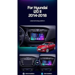 ZWCLSH Android 13 Auto Stereo Dubbele Din Radio Compatibel met Hyundai i20 2014-2018, 9 ''QLED Touchscreen Auto Stereo Draadloze Carplay Android Auto Autoradio BT GPS Wifi DSP FM RDS SWC, R, 2NF