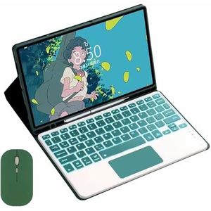 GUPENAA Toetsenbordhoes voor iPad Air 13-inch (M2) 2024, 7 Kleuren Achtergrondverlichting, Magnetisch Afneembaar Draadloos Bluetooth-Toetsenbord met Muis,Dark green