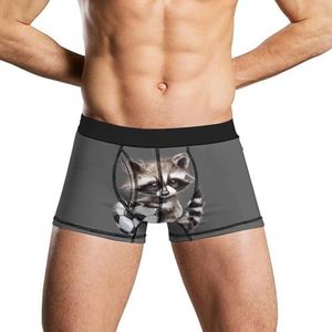 Wasbeer met Voetbal Heren Ondergoed Ademend Boxer Slips Zachte Stretch Boxers Trunks