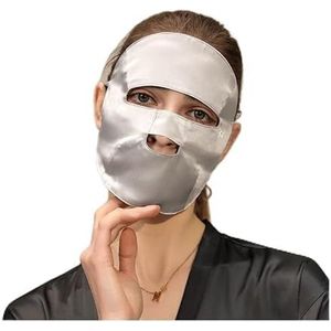 Zomer dames volgelaatszonnebrandcrèmemasker, ademende ijszijdesluier, zonnebrandmasker for buitensporten (Color : Grey)