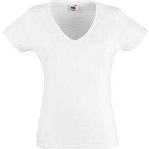 Fruit of the Loom Dames V-hals Valueweight T-shirt, wit, M