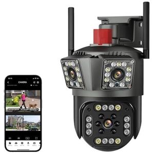Bewakingscamera, 6K 12MP PTZ IP-camera met drie lenzen en drie schermen Automatische tracking Ai Menselijke detectie Draadloze videobewakingscamera's for buiten(Only camera)
