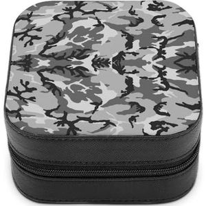 Grijs Camouflage Leuke Sieraden Organizer Doos Voor Oorbellen Ketting Ringen Opslag Display Case Reizen Houder Grappige Gift Kleine