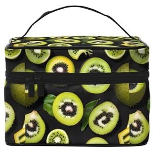 Groene Kiwi Grote Capaciteit Draagbare Waterdichte Cosmetische Tas 23x17x16Cm Voor Reizen Buitensporten Bruiloft Companion Gift, Zwart, Eén maat