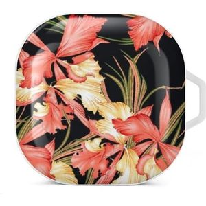 Prachtige bloemen oordopjes hoesje compatibel met Samsung hard shell beschermhoes wit stijl
