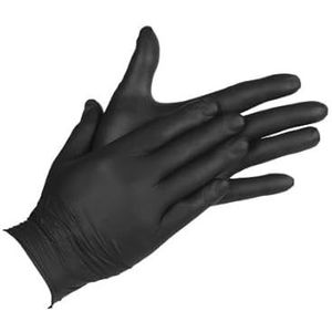 Sekureco Nitril handschoenen, poedervrij, zwart, tweehands, doos met 100 stuks, Veelzijdig te gebruiken., L