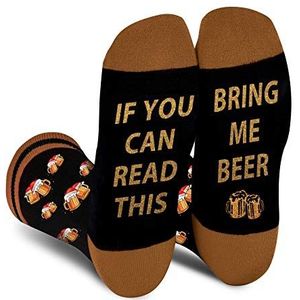 AGRIMONY If You Can Read This Bring Me Something - Grappige nieuwigheid sokken voor mannen vrouwen tiener - cadeaus voor Kerstmis, verjaardag, Pasen, Valentijnsdag, Vaderdag, bier-1, Medium-Large