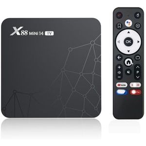 X88 Mini 14 Android 14.0 ATV Box 16GB Quad-Core WiFi6 2.4G/5.8Ghz BT5.0 4K AV1 Ultra HD Voice Control Smart Home Player