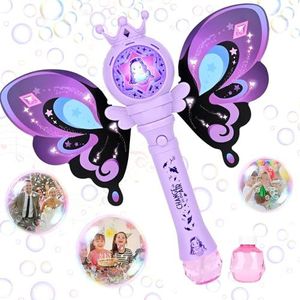 Bubble Machine, GuKKK vlinder bellenblaasstaaf, elektronische bellenblaasmachine kinderen met zeepbellenoplossing, prinses bubbeltoverstaf, outdoor bubbelspeelgoed voor kinderen, verjaardag/feest