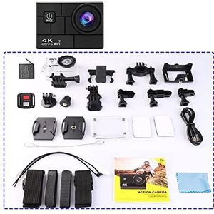 Actiecamera Actie Sport Camera Ultra HD 4K/60fps EIS 24MP WiFi 2.0inch IPS Scherm 170D Onderwater 30M Go Waterdicht Pro Helm Video Cam (Color : Option 1 Standard)