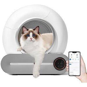 QraraZL Zelfreinigend kattentoilet, kattenbak, zelfreinigend met app-bediening, automatische kattenbak, Smart Health Monitor, ionische deodorant, grote inhoud voor meerdere katten