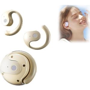 Mciluyaiio Kleine kokosnoot Bluetooth-headset, buiten het oor, 3D-stereo, draadloos, ruisonderdrukkende microfoon, IPX7 waterdicht, aanraakbediening, beige