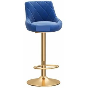 Barkrukken Bistrokruk Barstoelen Set Van 2 Barkruk Verstelbare Draaibare Tegenkrukken Fluwelen Stof Hoge Krukken Barstoel Met Rugleuning Keuken Barkruk Keukenstoelen(Blue)