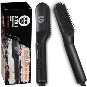 BAØRD® Baardborstel 3 in 1 - Baard stijltang - Baardkam - Baard styler - Baard stijlborstel - Stijlborstel - zwart