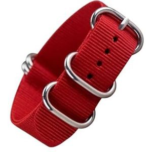 zyimodl 18 mm - 24 mm ademende geweven Nato-armband van nylon voor heren met zilveren ringsluiting, 18mm, Nylon