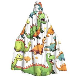 SSIMOO Cartoon dinosaurus afbeeldingen volwassen partij decoratieve Cape,Volwassen Halloween Hooded Cloak,Cosplay Kostuum Cape