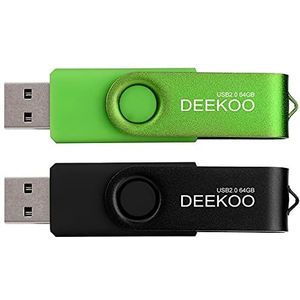 DEEKOO Flash Drive 64 GB Thumb Drives Memory Sticks Jump Drive 2Pack 64GB USB 2.0 Flash Drives Gemengde kleuren: Zwart Groen