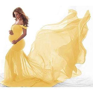 Yajun Zwangere jurk Zwangerschaps fotografie rekwisieten vrouwen casual trailing maxi jurk chiffon kleding voor baby douche