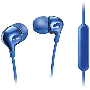 Philips SHE3705BL in-ear hoofdtelefoon met microfoon (rijke bas, versterkte kabels, perfecte pasvorm) blauw