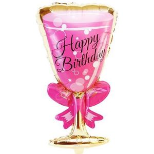 Verjaardagsballon 10 stuks wijnfles en wijnglas feestdecoratie aluminium film ballon wijnfles en wijnglas - roze