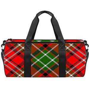Mooie egelpatroon reizen duffle tas sport bagage met rugzak draagtas gymtas voor mannen en vrouwen, Rood geruite patroon, 45 x 23 x 23 cm / 17.7 x 9 x 9 inch