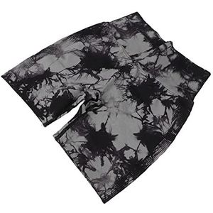 Yogashorts, Ademende Atletische Shorts Modieuze Nylon Zwarte Elastische Tie-dye voor Fietsen voor Dames (M)