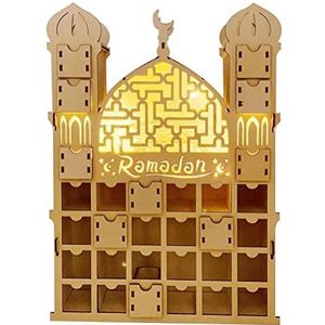 Eeneme Houten ramadan adventskalender, doe-het-zelf ramadan aftelkalender Eid Mubarak-kalender, adventskalender 2025, kindercadeaus, ramadandecoraties