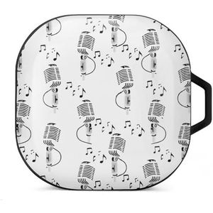 Retro microfoon oordopjes hoesje compatibel met Samsung hard shell beschermhoes zwart-stijl