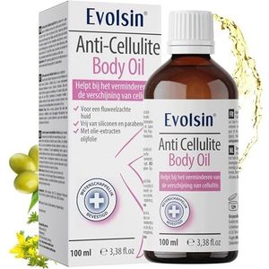 Evolsin® Anti-cellulitis-olie voor buik, benen en billen, vermindert cellulitis/sinaasappelhuid, voor 99% natuurlijke ingrediënten, alternatief voor cellulitis-crèmegel, 100 ml
