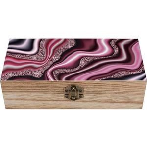 Roze en grijze marmeren houten kist met deksel opbergdozen organiseren sieraden doos decoratieve dozen voor vrouwen mannen