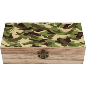 Camouflage Duiven Houten Doos met Deksel Opbergdozen Organiseren Sieraden Doos Decoratieve Dozen voor Vrouwen Mannen