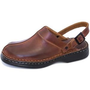 Kristian Shoes 30 herenpantoffels – handgemaakte leren pantoffels in de EU – elegante en comfortabele herenklomp voor binnen en buiten, ideaal voor alle seizoenen, Bruine riem, 46 EU