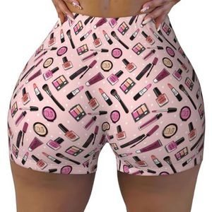 FBGHHTY Moderne Meisje Cosmetische Print Gym Korte Vrouwen Comfortabele Atletische Shorts Naadloze Yoga Running Wandelen Dagelijkse Slijtage, Zwart, S