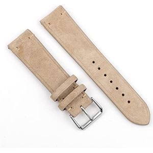 INEOUT Vintage suède horlogeband 18mm 20mm 22mm 24mm handgemaakte lederen horlogeband vervanging tan grijs beige kleur compatibel met mannen vrouwen horloges (Color : Beige, Size : 18mm)