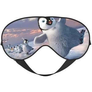 Gelukkig Pinguïn Print Functionaliteit Gezellig Oogmasker Verstelbare Riem Nap Nacht Reizen Camping Yoga Relax