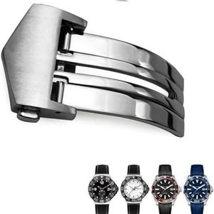 INSTR Zwart Rose Gouden Horloge Sluiting 316L Rvs Implementatie Gesp voor Tag Heuer CARRERA AQUARACER voor Mannen Armband (Color : Silver, Size : 18mm)